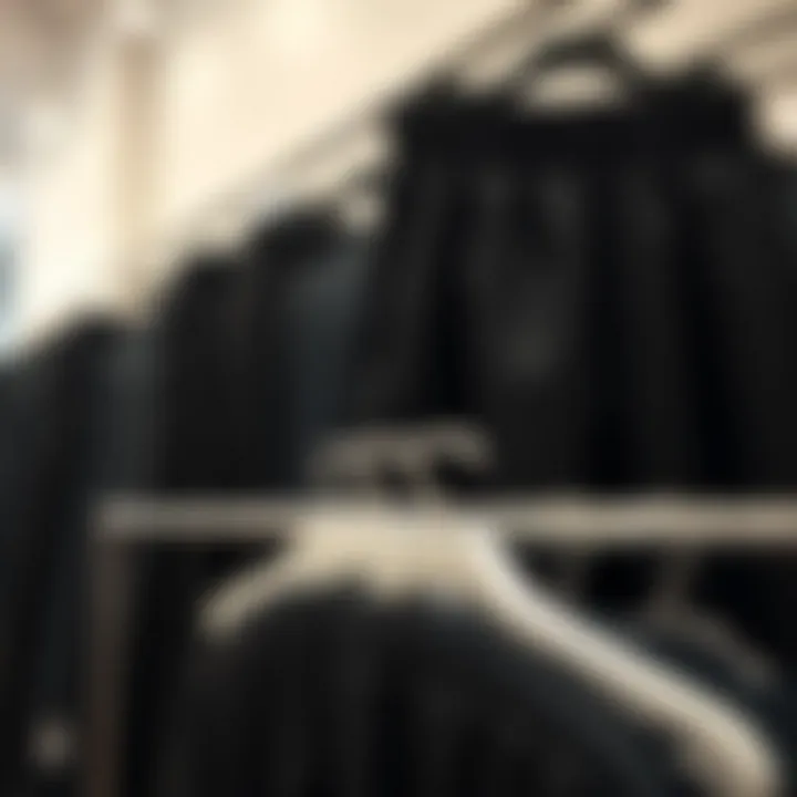 Various Styles of Jogger Pants Various black jogger pants styles displayed on hangers