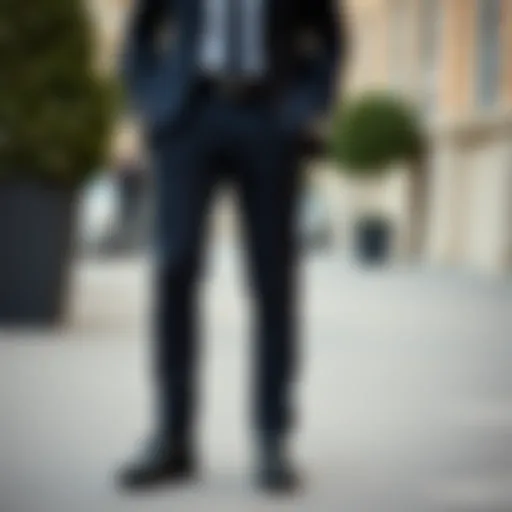 Elegant black trousers styled for a formal occasion