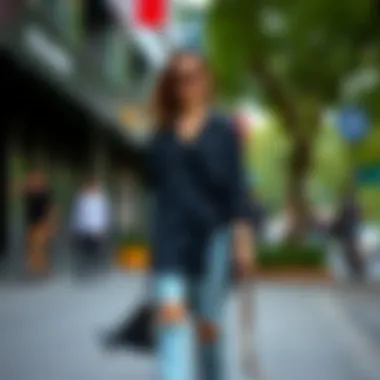 Chic Street Style with Oversized Black Shirt Chic street style featuring a black oversized shirt paired with trendy accessories