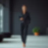 Elegant black shirt and trousers outfit on a model