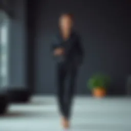 Elegant black shirt and trousers outfit on a model