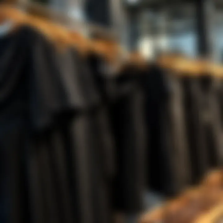 Diverse Fabric Options for Black Dresses Various fabrics for black dresses on display