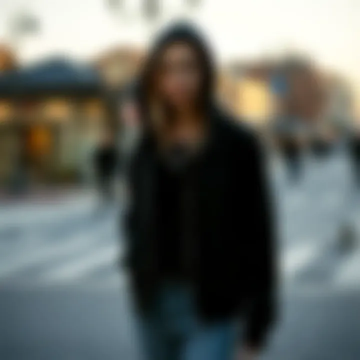 Outfit Inspiration with Black Hooded Jacket Fashionable outfit combinations featuring a black hooded jacket