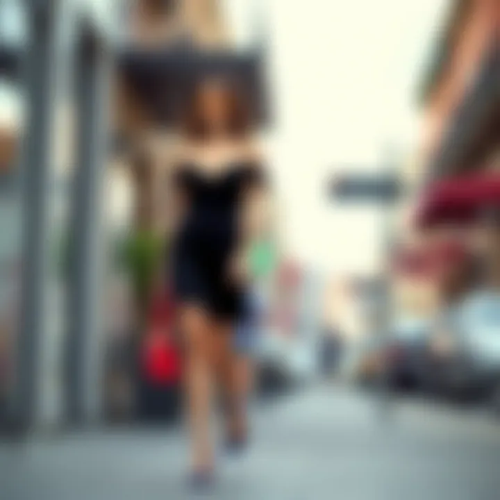 Vibrant Accents to Elevate Your Black Dress Look Black short dress paired with colorful heels and bag