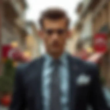 Classic black suit and a subtle grey tie combination