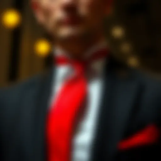 Elegant black suit with a vibrant red tie