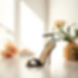 Elegant black heeled sandals showcased in a minimalist setting