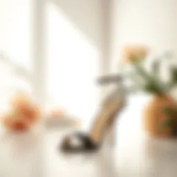 Elegant black heeled sandals showcased in a minimalist setting
