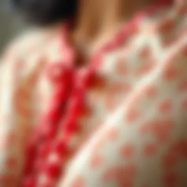 A close-up of the fabric texture of a vintage dress