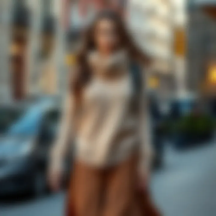 Layering Techniques for Fall Style Layered outfit featuring a cozy knit sweater and flowing dress