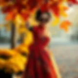 Elegant autumn dress with vibrant colors