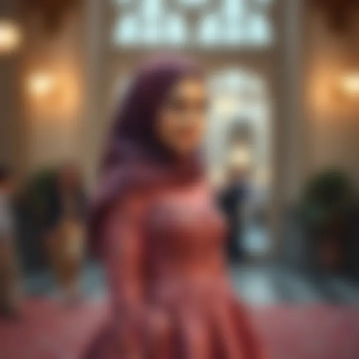 Sophisticated hijab styles complementing a beautiful gown