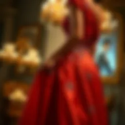 Elegant evening gown showcasing luxurious fabric