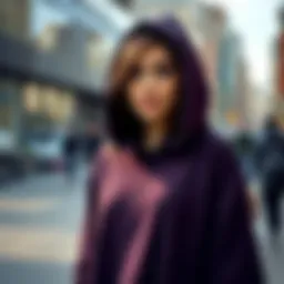 Stylish hooded tunic in urban setting