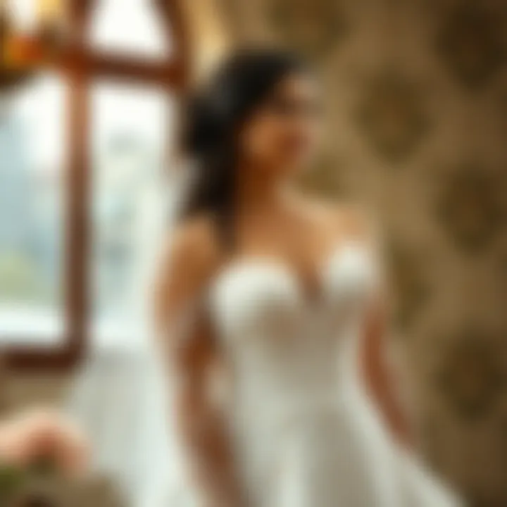 Lace-Embellished Elegance for Plus-Size Brides Stylish plus-size bridal gown featuring intricate lace details