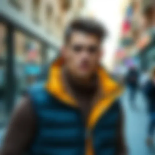 Modern Fashion Trends with Puffer Vests Stylish puffer vest on a male model showcasing modern fashion trends