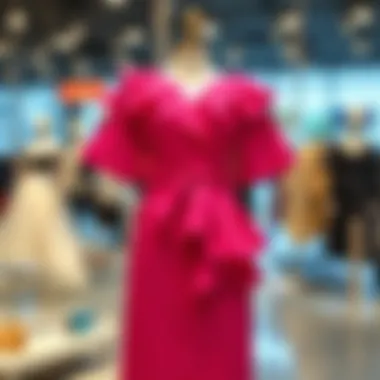Stylish taffeta dress combinations showcased on a chic mannequin