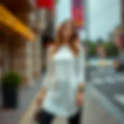 Chic long t-shirt paired with leggings for a casual look