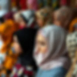 Elegant display of various hijab caps showcasing unique designs