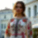 Elegant embroidered dress showcasing intricate design details