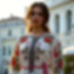 Elegant embroidered dress showcasing intricate design details