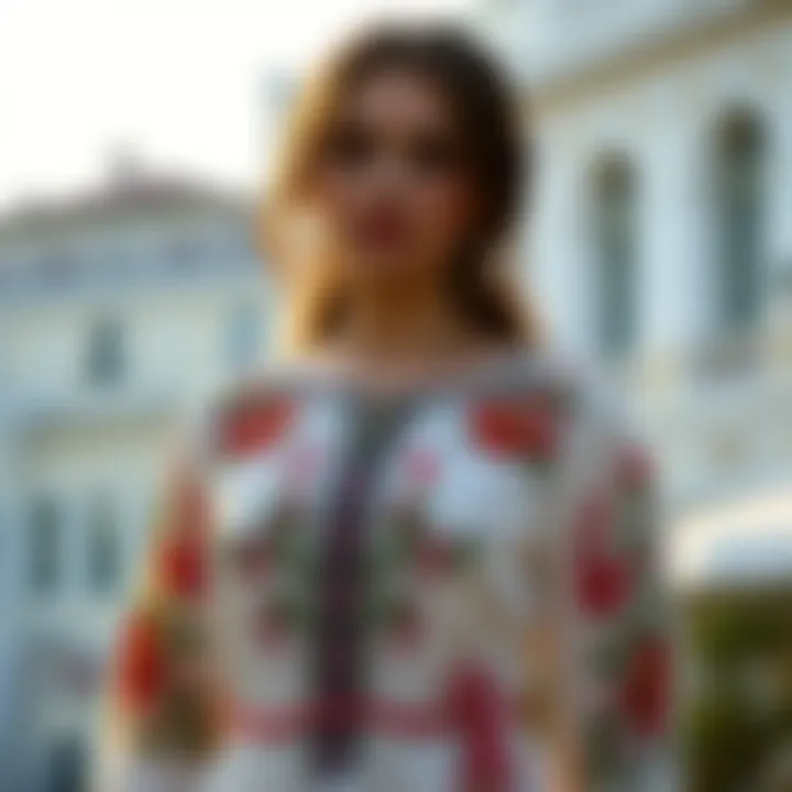 Intricate Design of Tessetür Brode Elbise Elegant embroidered dress showcasing intricate design details