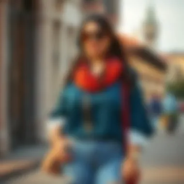 Fashionable layered look featuring a plus-size tunic and accessories