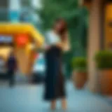 Chic Ensemble with Long Skirt Elegant long skirt paired with a stylish blouse