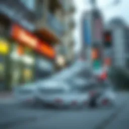 Trendy thick sports shoes displayed in a stylish urban setting