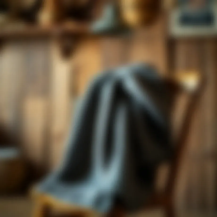 A cozy thick wool sweater draped over a rustic chair