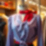 Elegance of a Tied Blouse A stylish tied blouse displayed elegantly on a mannequin