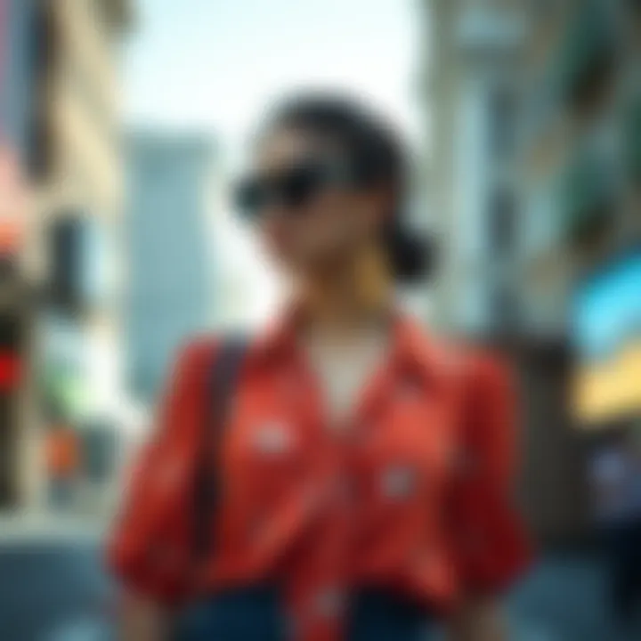 Chic Combinations with Tied Blouse A vibrant tied blouse paired with chic accessories