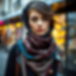 Elegant tivil scarf draped over a fashionable outfit