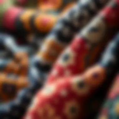 Textures and Patterns of Tivil Fabrics Close-up of various tivil fabrics showcasing patterns and textures