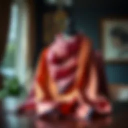 Elegant silk scarf draped stylishly on a table.