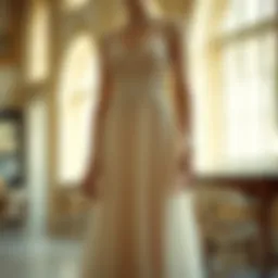 Elegant transparent evening gown with intricate lace detailing