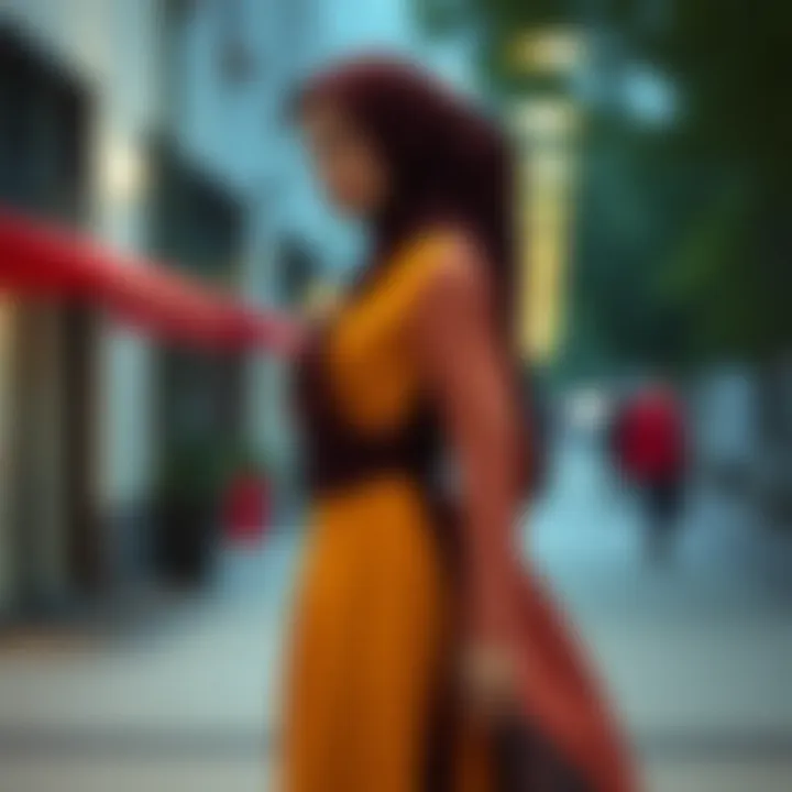 Trendy hijab dress featuring a unique silhouette and fabric mix