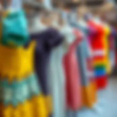 Diverse color range of knitted dresses displayed