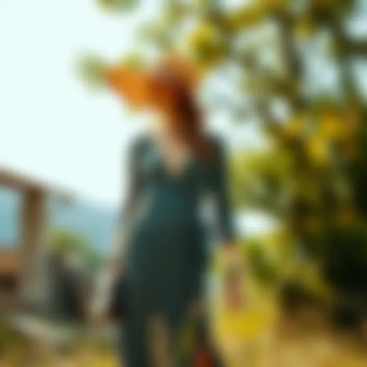 Stylish outdoor setting featuring a knitted dress