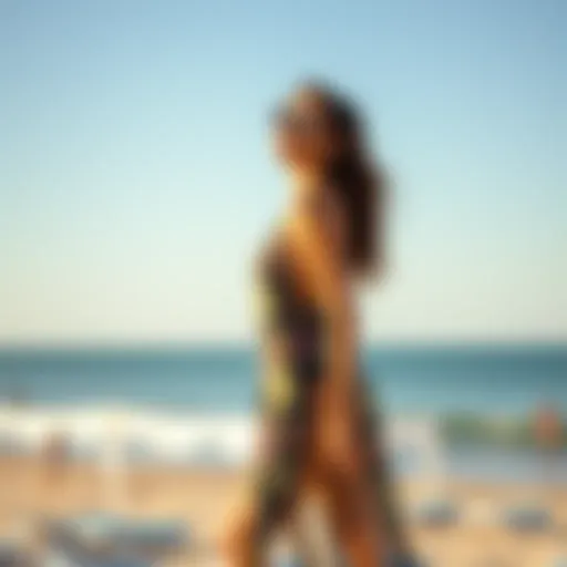 Elegant tunic swimwear on a sunny beach