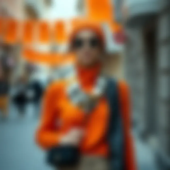 Stylish Orange Turtleneck Ensemble Elegant orange turtleneck sweater styled with accessories