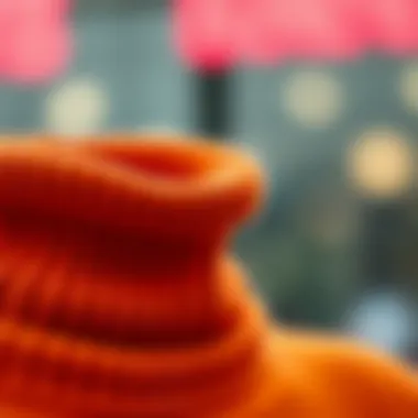 Luxurious Texture of Orange Turtleneck Close-up of the texture of an orange turtleneck sweater