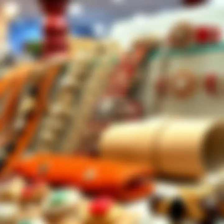 Diverse styles of jeweled dress belts on display