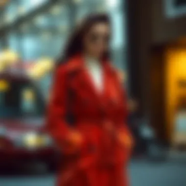 Chic Combinations Stylish velvet trench coat paired with modern accessories