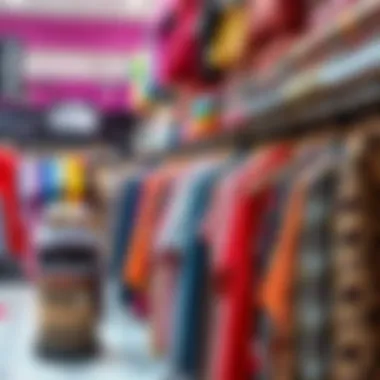 Exploring Textures and Hues in Fashion A vibrant array of fabrics and colors in a store