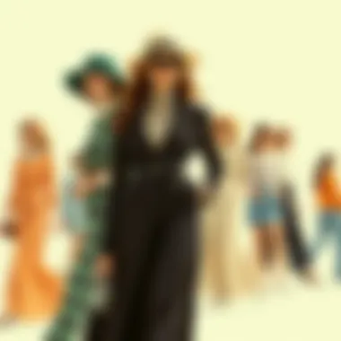 Evolution of Fashion Trends Through Decades A collage of iconic fashion trends from different decades, illustrating the evolution of style.