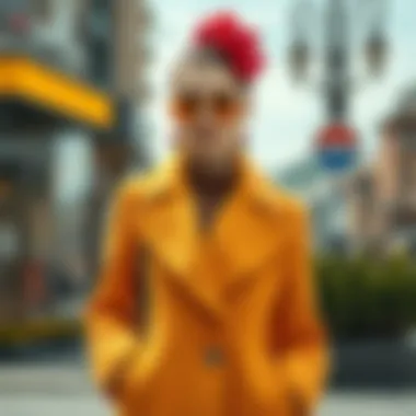 Chic Half Coat with Accessories Fashionable half coat paired with vibrant accessories