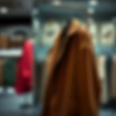 Elegant Half Coat Display A stylish half coat draped elegantly on a hanger