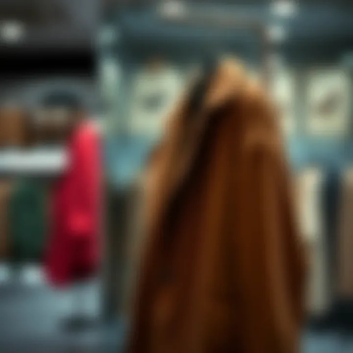 Elegant Half Coat Display A stylish half coat draped elegantly on a hanger