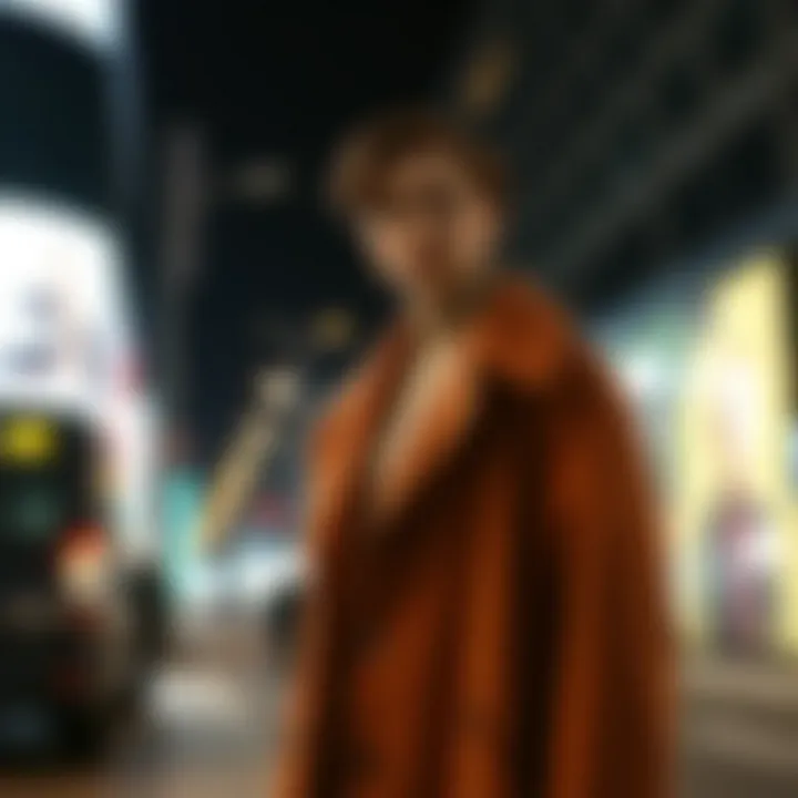 Half Coat in Urban Fashion Scene A unique half coat style showcased in an urban setting